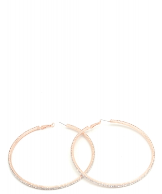 Rhinestone Hoop Earrings EH910195 ROSEGOLD CL